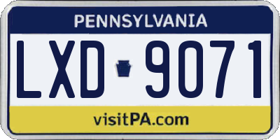 PA license plate LXD9071