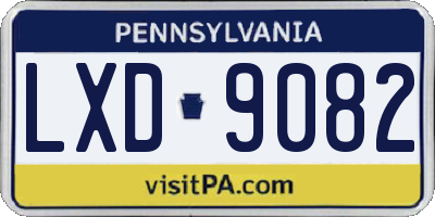 PA license plate LXD9082