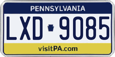 PA license plate LXD9085