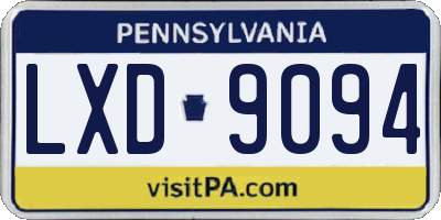 PA license plate LXD9094
