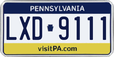 PA license plate LXD9111