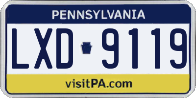 PA license plate LXD9119