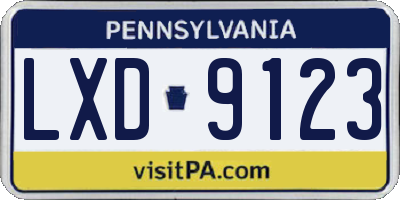PA license plate LXD9123