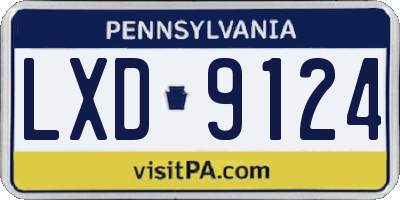 PA license plate LXD9124