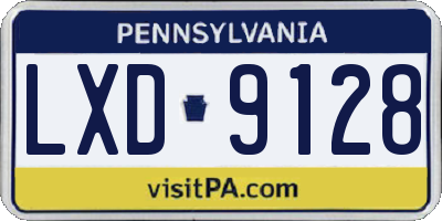 PA license plate LXD9128