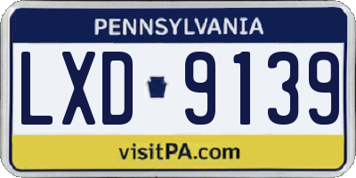 PA license plate LXD9139