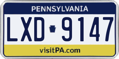 PA license plate LXD9147