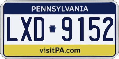 PA license plate LXD9152