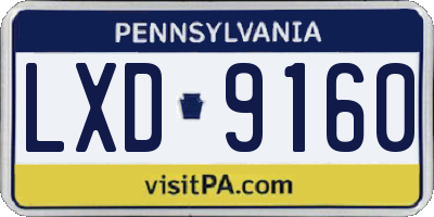 PA license plate LXD9160