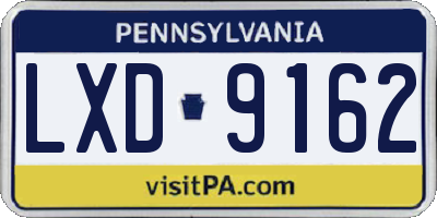 PA license plate LXD9162