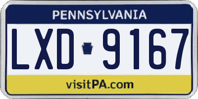 PA license plate LXD9167
