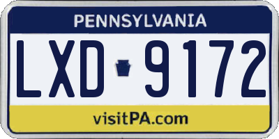 PA license plate LXD9172