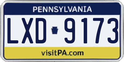 PA license plate LXD9173