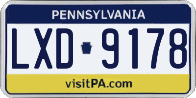 PA license plate LXD9178