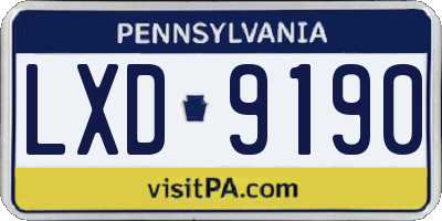 PA license plate LXD9190