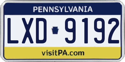 PA license plate LXD9192