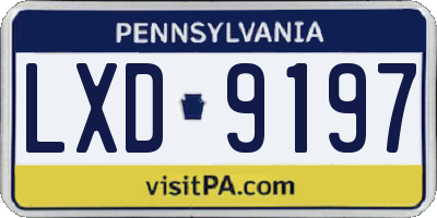 PA license plate LXD9197