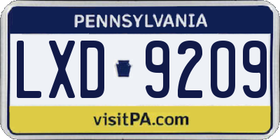 PA license plate LXD9209