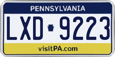 PA license plate LXD9223