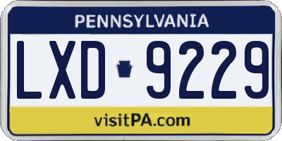 PA license plate LXD9229