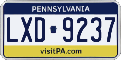 PA license plate LXD9237
