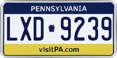PA license plate LXD9239