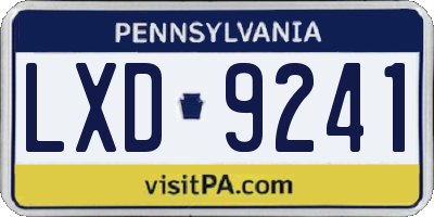 PA license plate LXD9241