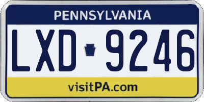 PA license plate LXD9246