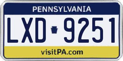PA license plate LXD9251