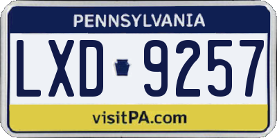 PA license plate LXD9257