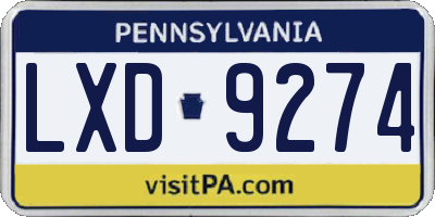 PA license plate LXD9274