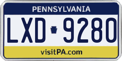 PA license plate LXD9280