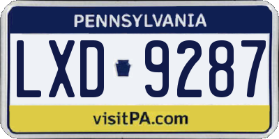 PA license plate LXD9287