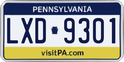 PA license plate LXD9301