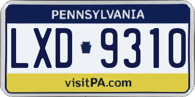 PA license plate LXD9310