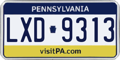 PA license plate LXD9313