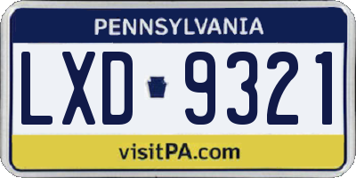 PA license plate LXD9321