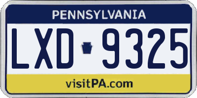 PA license plate LXD9325