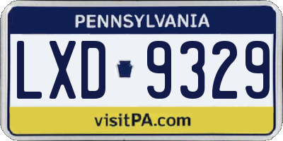 PA license plate LXD9329