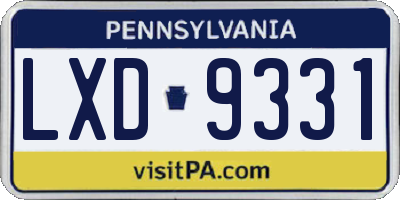PA license plate LXD9331