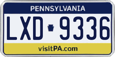 PA license plate LXD9336
