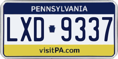 PA license plate LXD9337