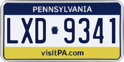 PA license plate LXD9341