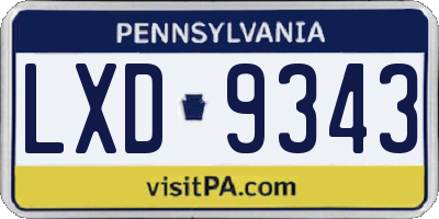 PA license plate LXD9343