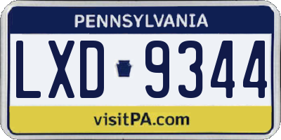 PA license plate LXD9344