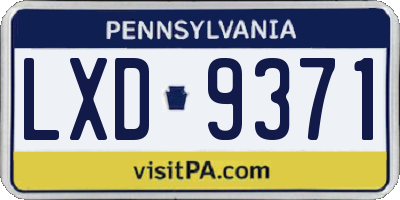PA license plate LXD9371