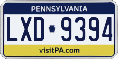 PA license plate LXD9394