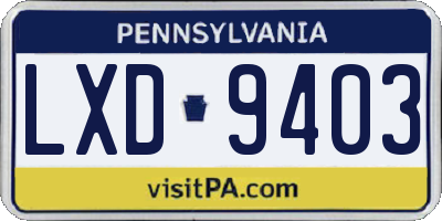 PA license plate LXD9403