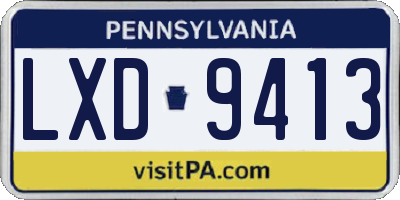 PA license plate LXD9413