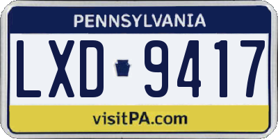 PA license plate LXD9417